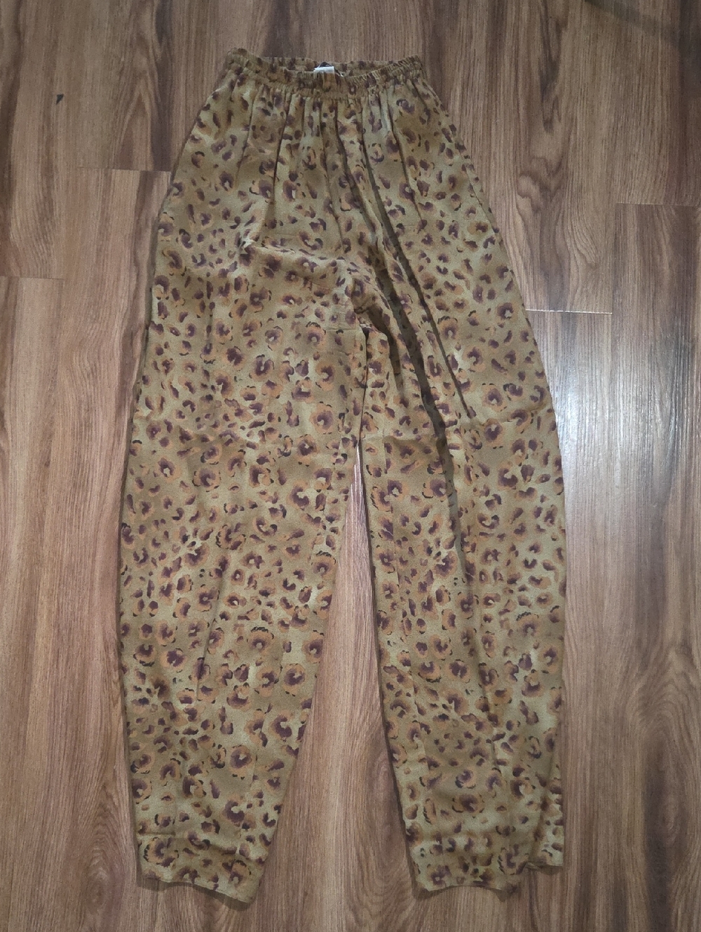 Peter Nygård Leopard-Pattern Pants in Brown and Gold Size 6 Silk